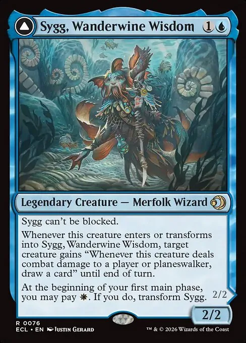 Sygg, Wanderwine Wisdom // Sygg, Wanderbrine Shield · Lorwyn Eclipsed 76/408