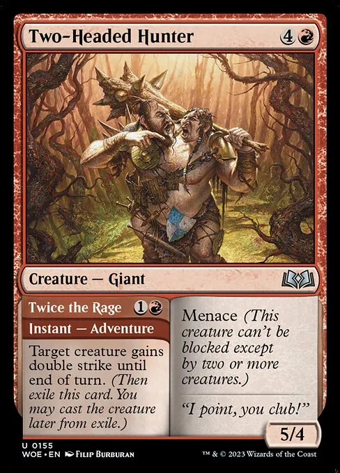 Two-Headed Hunter // Twice the Rage · Wilds of Eldraine 155/381