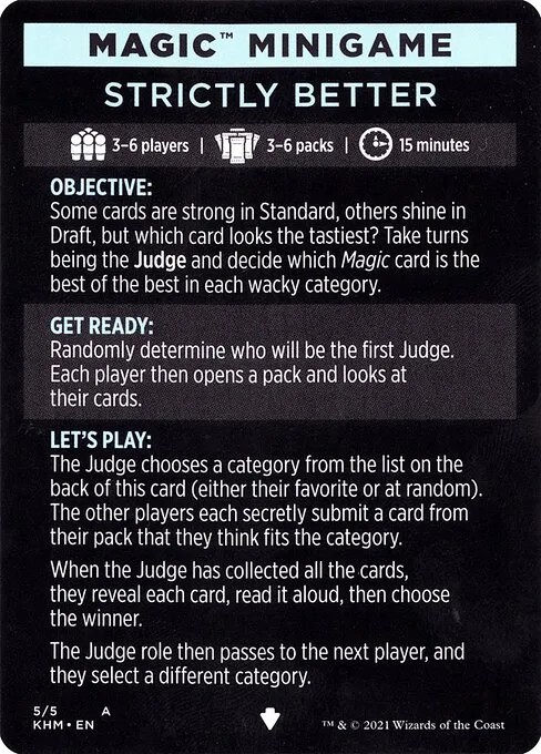 Strictly Better // Strictly Better (cont'd) · Kaldheim Minigames 5/5
