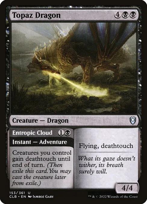 Topaz Dragon // Entropic Cloud · Commander Legends: Battle for Baldur's Gate 153/936