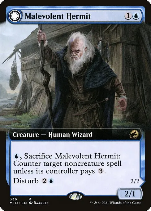 Malevolent Hermit // Benevolent Geist · Innistrad: Midnight Hunt 336/399