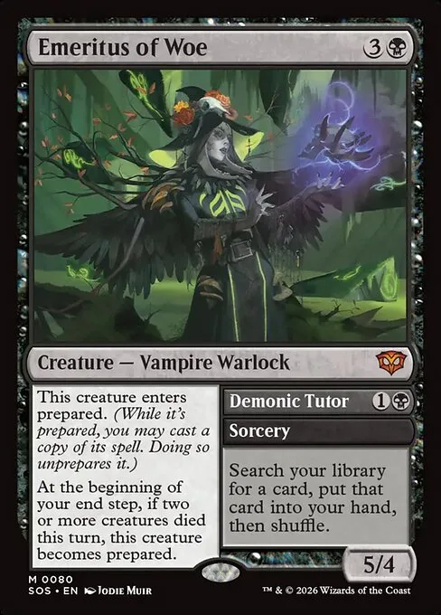 Emeritus of Woe // Demonic Tutor · Secrets of Strixhaven 80/368