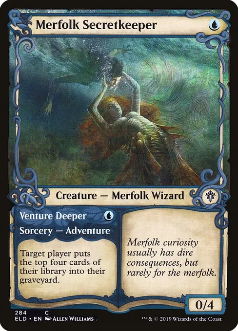 Merfolk Secretkeeper // Venture Deeper · Throne of Eldraine 284/398