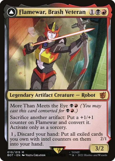 Flamewar, Brash Veteran // Flamewar, Streetwise Operative · Transformers 10/29