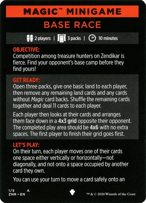 Base Race // Base Race (cont'd) · Zendikar Rising Minigames 1/5