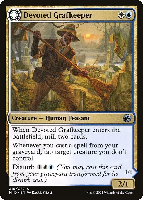 Devoted Grafkeeper // Departed Soulkeeper · Innistrad: Midnight Hunt 218/399