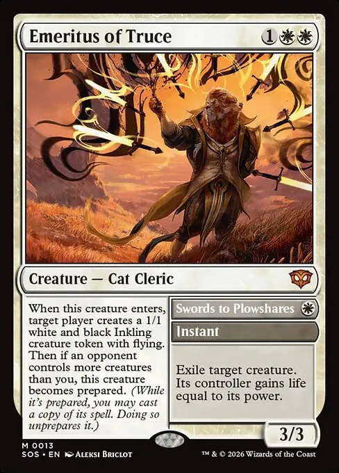 Emeritus of Truce // Swords to Plowshares · Secrets of Strixhaven 13/368