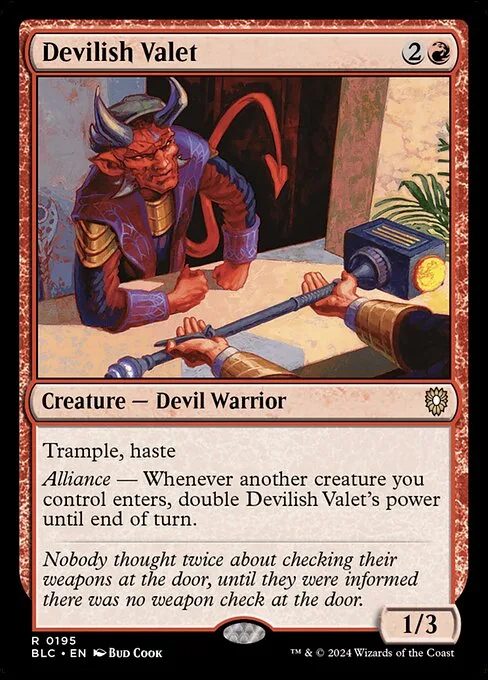 Devilish Valet · Bloomburrow Commander 195/356