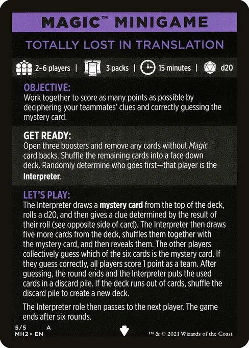 Totally Lost in Translation // Totally Lost in Translation (cont'd) · Modern Horizons 2 Minigames 5/5