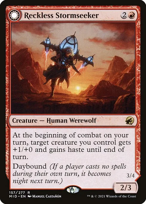 Reckless Stormseeker // Storm-Charged Slasher · Innistrad: Midnight Hunt 157/399