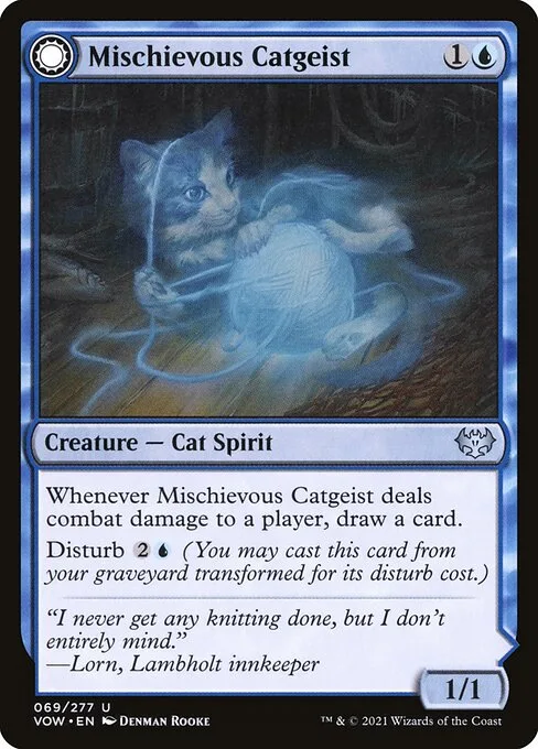 Mischievous Catgeist // Catlike Curiosity · Innistrad: Crimson Vow 69/423