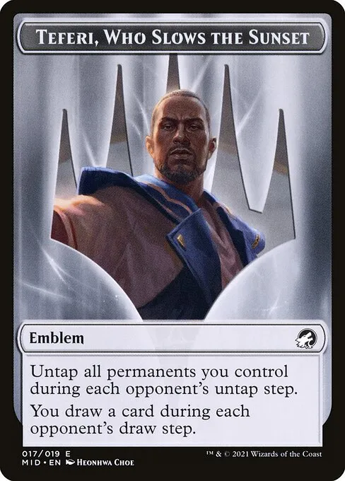 Teferi, Who Slows the Sunset Emblem · Innistrad: Midnight Hunt Tokens 17/19