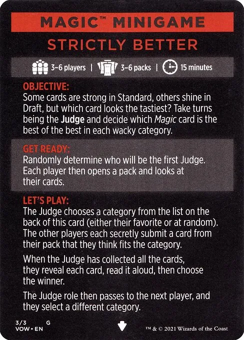 Strictly Better // Strictly Better (cont'd) · Innistrad: Crimson Vow Minigames 3/3