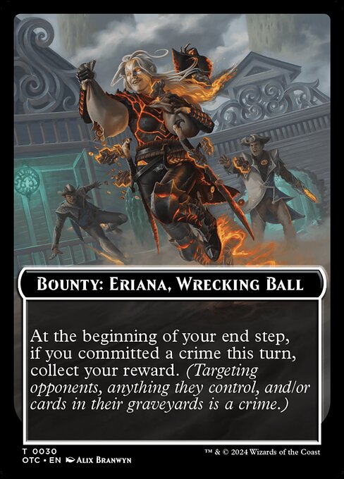 Bounty: Eriana, Wrecking Ball // Wanted! · Outlaws of Thunder Junction Commander Tokens 30/41