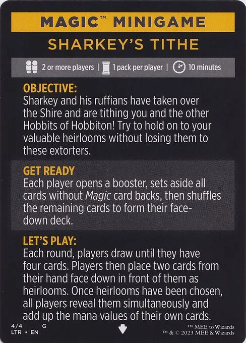 Sharkey's Tithe // Sharkey's Tithe (cont'd) · The Lord of the Rings: Tales of Middle-earth Minigames 4/1