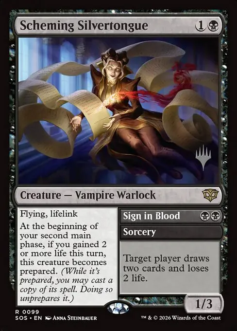Scheming Silvertongue // Sign in Blood · Secrets of Strixhaven Promos 99p/80