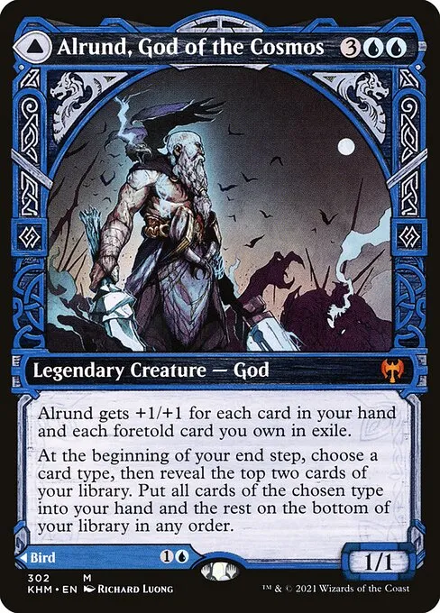 Alrund, God of the Cosmos // Hakka, Whispering Raven · Kaldheim 302/425