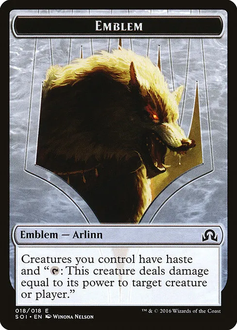 Arlinn, Embraced by the Moon Emblem · Shadows over Innistrad Tokens 18/20