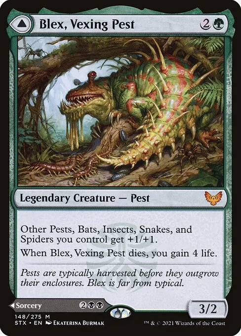 Blex, Vexing Pest // Search for Blex · Strixhaven: School of Mages 148/393