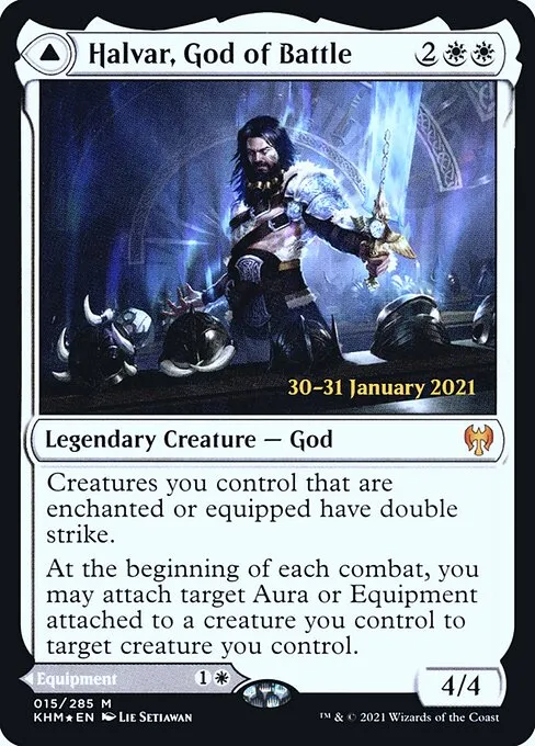 Halvar, God of Battle // Sword of the Realms · Kaldheim Promos 15s/158
