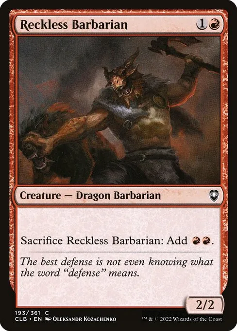Reckless Barbarian · Commander Legends: Battle for Baldur's Gate 193/936