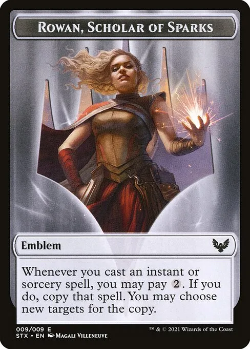 Rowan, Scholar of Sparks Emblem · Strixhaven: School of Mages Tokens 9/9