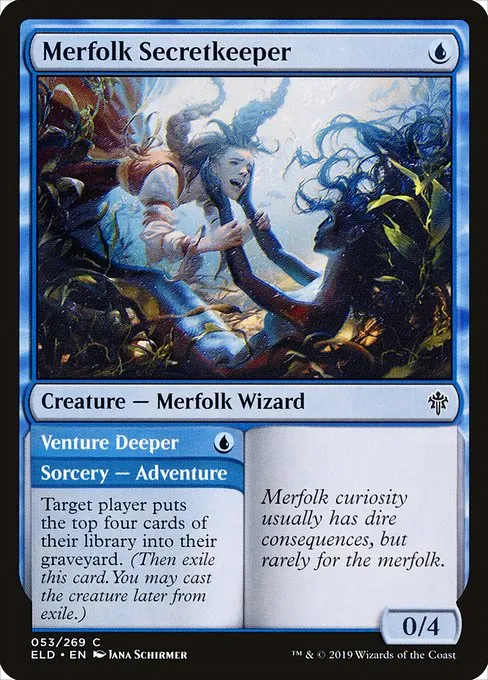 Merfolk Secretkeeper // Venture Deeper · Throne of Eldraine 53/398