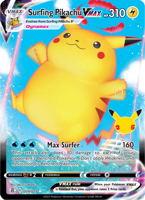 Surfing Pikachu VMAX · Celebrations 9/25