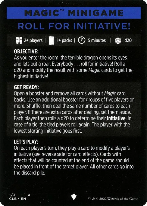 Roll for Initiative // Roll for Initiative (cont'd) · Commander Legends: Battle for Baldur's Gate Minigames 1/3