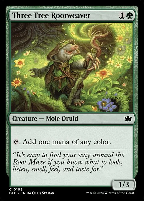 Three Tree Rootweaver · Bloomburrow 198/398