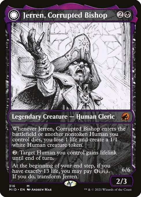 Jerren, Corrupted Bishop // Ormendahl, the Corrupter · Innistrad: Midnight Hunt 316/399
