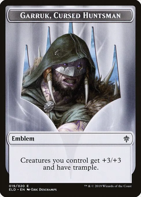 Garruk, Cursed Huntsman Emblem · Throne of Eldraine Tokens 19/20