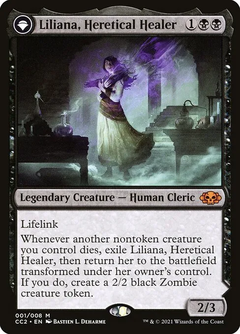 Liliana, Heretical Healer // Liliana, Defiant Necromancer · Commander Collection: Black 1/9