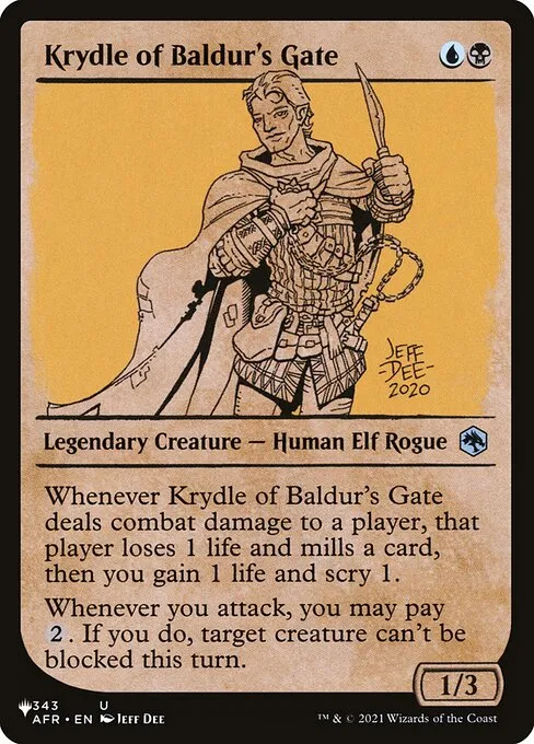 Krydle of Baldur's Gate · The List AFR-343/5050