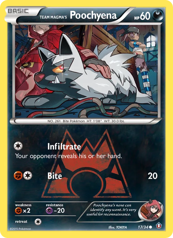 Team Magma's Poochyena · Double Crisis 17/34