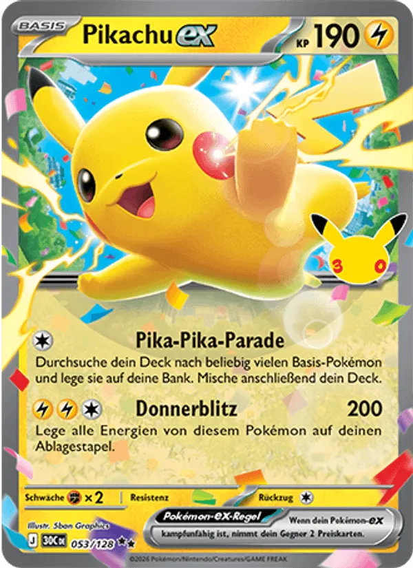 Pikachu-ex · 30 Jahre 053/128