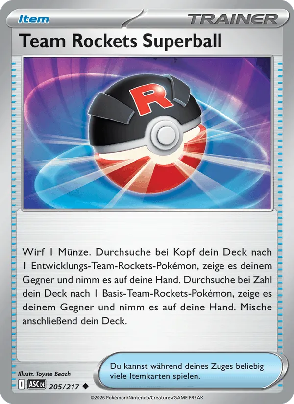 Team Rockets Superball · Erhabene Helden 205/217