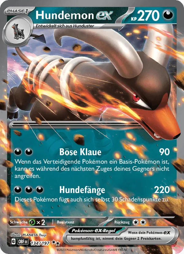 Hundemon-ex · Obsidian Flammen 134/197