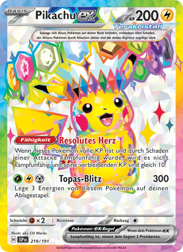 Pikachu-ex · Stürmische Funken 219/191