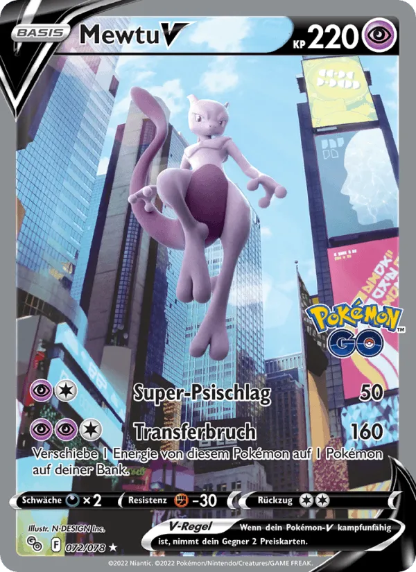 Mewtu V · Pokémon GO 072/78