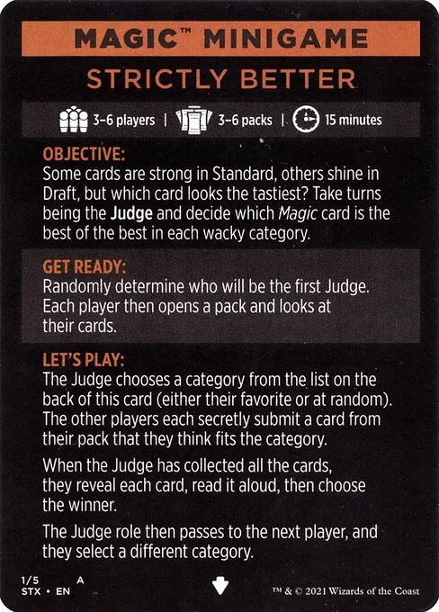Strictly Better // Strictly Better (cont'd) · Strixhaven: School of Mages Minigames 1/5