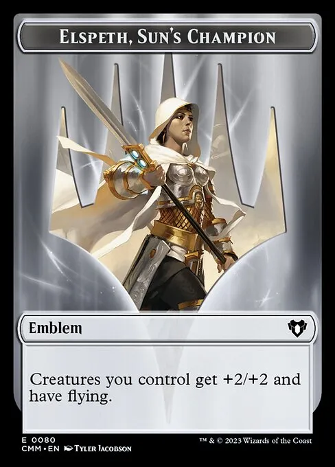 Elspeth, Sun's Champion Emblem · Commander Masters Tokens 80/81