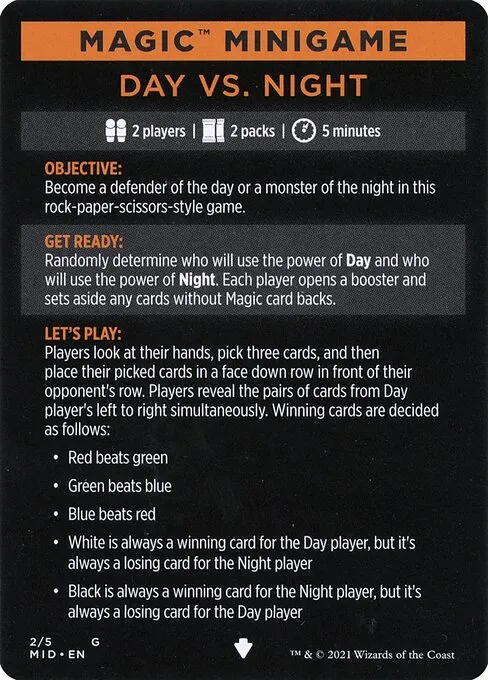 Day Vs. Night // Day vs. Night (cont'd) · Innistrad: Midnight Hunt Minigames 2/3