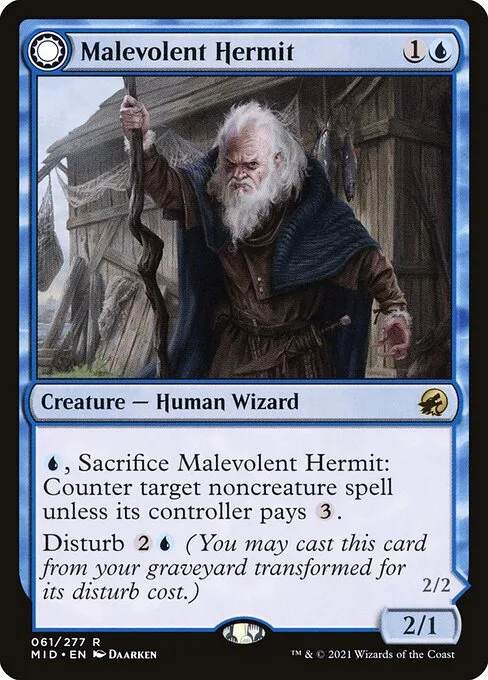 Malevolent Hermit // Benevolent Geist · Innistrad: Midnight Hunt 61/399