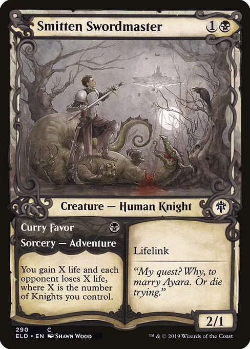 Smitten Swordmaster // Curry Favor · Throne of Eldraine 290/398
