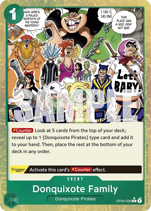 Donquixote Family (Textured Foil) · Kingdoms of Intrigue OP04-036/190