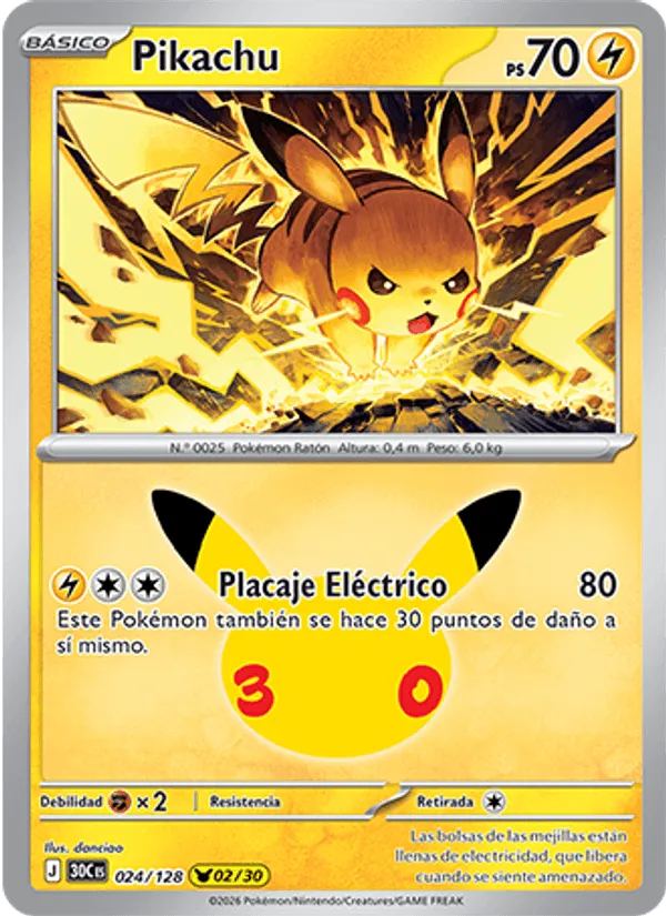 Pikachu · Celebración 30.º Aniversario 024/128