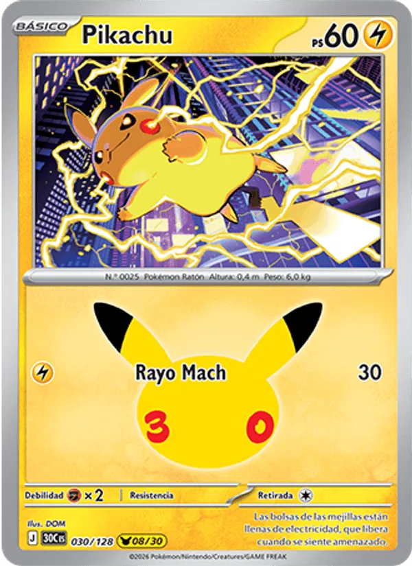 Pikachu · Celebración 30.º Aniversario 030/128