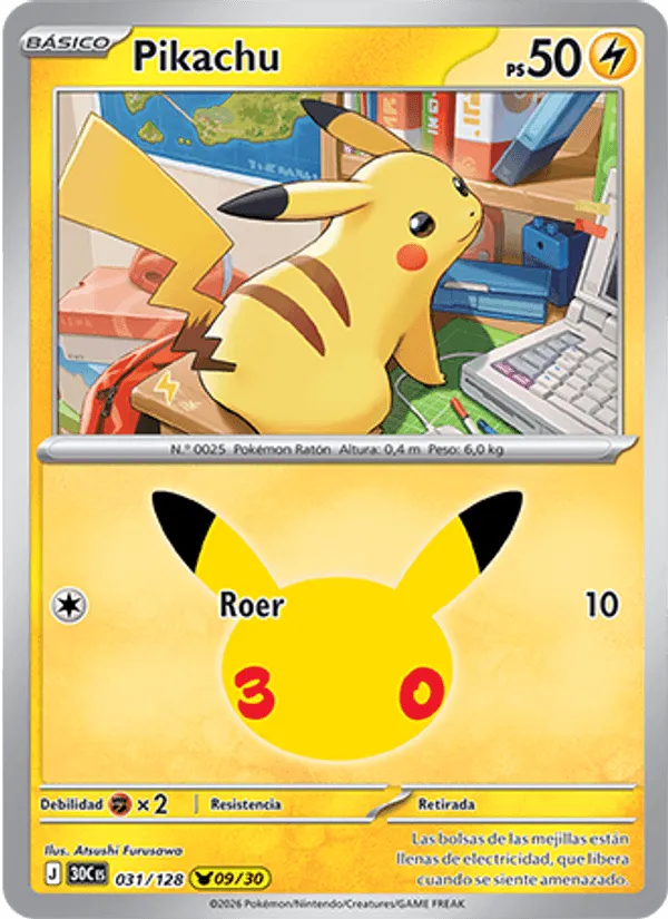 Pikachu · Celebración 30.º Aniversario 031/128