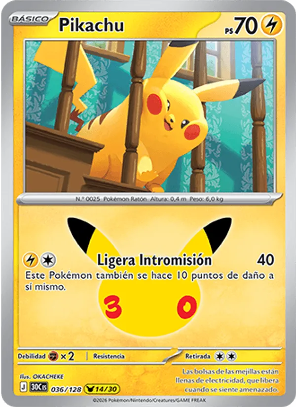 Pikachu · Celebración 30.º Aniversario 036/128